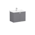 VitrA Root Classic Lavabo Dolabı, 80 cm, İki Kapaklı, Klasik Lavabo, Mat Gri - Görsel 2