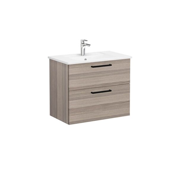 VitrA Root Flat Lavabo Dolabı, 80 cm, İki Çekmeceli, Köşeli Lavabo, Cordoba