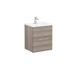 VitrA Root Flat Lavabo Dolabı, 60 cm, İki Çekmeceli, Köşeli Lavabo, Cordoba