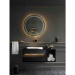 VitrA Frame Lavabo Dolabı, 80 cm, İki Çekmeceli, Tezgahüstü Tv-Shape Lavabolu, Armatür Deliksiz, Mat Soft Siyah & Hareli Siyah Meşe - Görsel 3