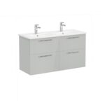 VitrA Root Flat Lavabo Dolabı, 120 cm, Dört Çekmeceli, Yuvarlak Lavabo, Parlak İnci Grisi - Görsel 3