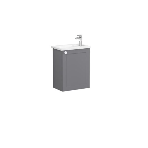 VitrA Root Classic Lavabo Dolabı, 45 cm, Bir Kapaklı, Dar, Köşeli Lavabo, Mat Gri, Sağ