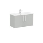 VitrA Root Flat Lavabo Dolabı, 100 cm, İki Kapaklı, Köşeli Lavabo, Parlak İnci Grisi - Görsel 3