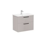 VitrA Root Flat Lavabo Dolabı, 80 cm, İki Çekmeceli, Köşeli Lavabo, Parlak Sahra Beji - Görsel 3