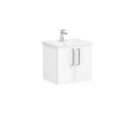 VitrA Root Flat Lavabo Dolabı, 60 cm, İki Kapaklı, Köşeli Lavabo, Parlak Beyaz