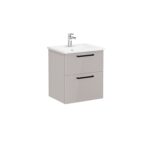 VitrA Root Flat Lavabo Dolabı, 60 cm, İki Çekmeceli, Köşeli Lavabo, Parlak Sahra Beji - Görsel 2