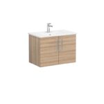 VitrA Root Flat Lavabo Dolabı, 80 cm, İki Kapaklı, Köşeli Lavabo, Doğal Meşe - Görsel 3