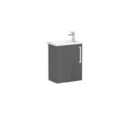 VitrA Root Flat Lavabo Dolabı, 45 cm, Bir Kapaklı, Dar, Köşeli Lavabo, Parlak Antrasit, Sol - Görsel 3