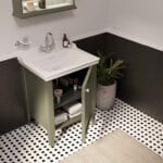 VitrA Valarte Neo Lavabo Dolabı, 65 cm, Bir Kapaklı, Etajerli Lavabolu, Üç Armatür Delikli, Retro Yeşil, Sol - Görsel 3
