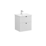 VitrA Root Groove Lavabo Dolabı, 60 cm, İki Çekmeceli, Yuvarlak Lavabo, Mat Açık Gri
