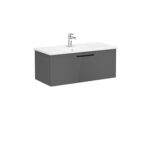 VitrA Root Flat Lavabo Dolabı, 100 cm, Bir Çekmeceli, Köşeli Lavabo, Parlak Antrasit - Görsel 3