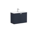 VitrA Root Classic Lavabo Dolabı, 80 cm, İki Kapaklı, Dar, Yuvarlak Lavabo, Mat Lacivert