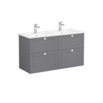 VitrA Root Classic Lavabo Dolabı, 120 cm, Dört Çekmeceli, Köşeli Lavabo, Mat Gri - Görsel 3