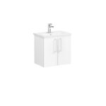 VitrA Root Flat Lavabo Dolabı, 60 cm, İki Kapaklı, Dar, Yuvarlak Lavabo, Parlak Beyaz - Görsel 2