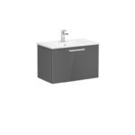 VitrA Root Flat Lavabo Dolabı, 80 cm, Bir Çekmeceli, Köşeli Lavabo, Parlak Antrasit