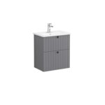 VitrA Root Groove Lavabo Dolabı, 60 cm, İki Çekmeceli, Dar, Yuvarlak Lavabo, Mat Gri