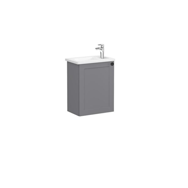 VitrA Root Classic Lavabo Dolabı, 45 cm, Bir Kapaklı, Dar, Köşeli Lavabo, Mat Gri, Sol