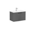 VitrA Root Flat Lavabo Dolabı, 80 cm, Bir Çekmeceli, Köşeli Lavabo, Parlak Antrasit - Görsel 3