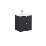 VitrA Root Groove Lavabo Dolabı, 60 cm, İki Çekmeceli, Yuvarlak Lavabo, Mat Grafit