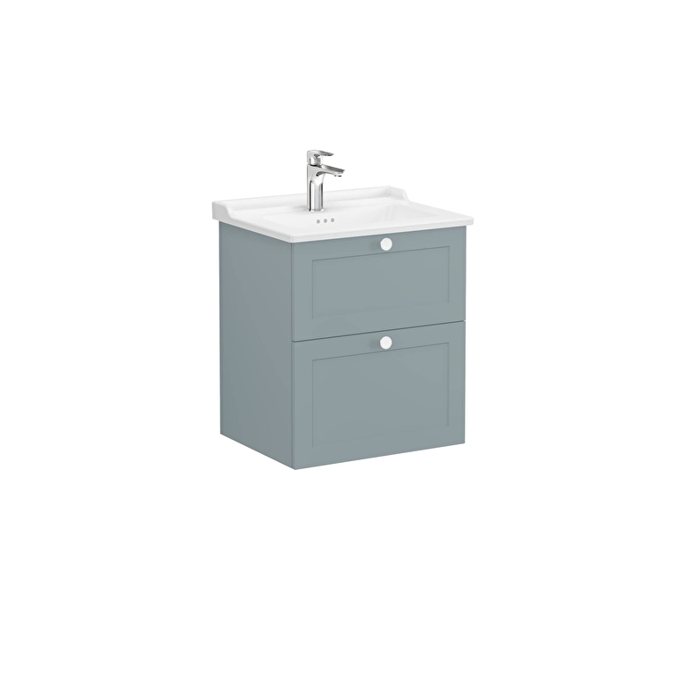 2b5aa444029cbf248c80c49c11c386aae2639b07-1.jpg VitrA Root Classic Lavabo Dolabı, 60 cm, İki Çekmeceli, Klasik Lavabo, Mat Fiyord Yeşili - Görsel 1