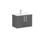 VitrA Root Flat Lavabo Dolabı, 80 cm, İki Kapaklı, Köşeli Lavabo, Parlak Antrasit - Görsel 3