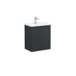 VitrA Root Classic Lavabo Dolabı, 60 cm, İki Çekmeceli, Dar, Yuvarlak Lavabo, Mat Grafit - Görsel 2