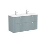 VitrA Root Groove Lavabo Dolabı, 120 cm, Dört Çekmeceli, Köşeli Lavabo, Mat Fiyord Yeşili