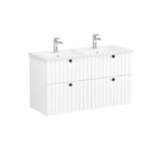VitrA Root Groove Lavabo Dolabı, 120 cm, Dört Çekmeceli, Köşeli Lavabo, Mat Beyaz - Görsel 3