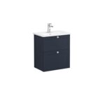 VitrA Root Classic Lavabo Dolabı, 60 cm, İki Çekmeceli, Dar, Yuvarlak Lavabo, Mat Lacivert