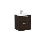 VitrA Root Flat Lavabo Dolabı, 60 cm, İki Çekmeceli, Köşeli Lavabo, Ceviz - Görsel 3