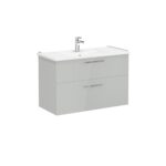 VitrA Root Flat Lavabo Dolabı, 100 cm, İki Çekmeceli, Köşeli Lavabo, Parlak İnci Grisi - Görsel 2