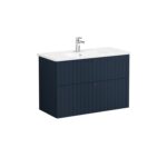VitrA Root Groove Lavabo Dolabı, 100 cm, İki Çekmeceli, Yuvarlak Lavabo, Mat Lacivert