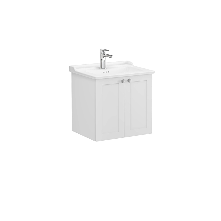 3bf98d937ab8228e7c421f36a596f644c1a38277-1.jpg VitrA Root Classic Lavabo Dolabı, 60 cm, İki Kapaklı, Klasik Lavabo, Mat Açık Gri - Görsel 1
