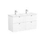 VitrA Root Groove Lavabo Dolabı, 120 cm, Dört Çekmeceli, Köşeli Lavabo, Mat Beyaz