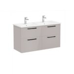 VitrA Root Flat Lavabo Dolabı, 120 cm, Dört Çekmeceli, Köşeli Lavabo, Parlak Sahra Beji