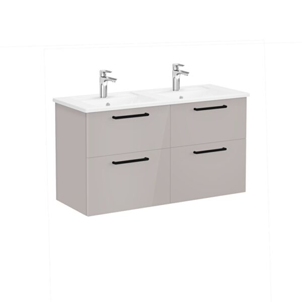 VitrA Root Flat Lavabo Dolabı, 120 cm, Dört Çekmeceli, Köşeli Lavabo, Parlak Sahra Beji