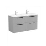 VitrA Root Flat Lavabo Dolabı, 120 cm, Dört Çekmeceli, Köşeli Lavabo, Mat Kaya Gri