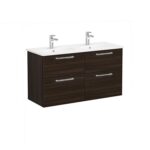 VitrA Root Flat Lavabo Dolabı, 120 cm, Dört Çekmeceli, Yuvarlak Lavabo, Ceviz