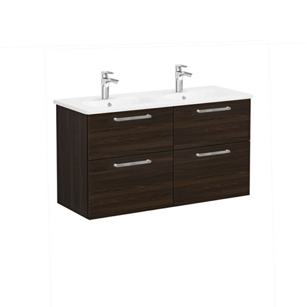 VitrA Root Flat Lavabo Dolabı, 120 cm, Dört Çekmeceli, Yuvarlak Lavabo, Ceviz