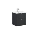 VitrA Root Groove Lavabo Dolabı, 60 cm, İki Çekmeceli, Yuvarlak Lavabo, Mat Grafit - Görsel 3