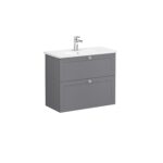 VitrA Root Classic Lavabo Dolabı, 80 cm, İki Çekmeceli, Dar, Yuvarlak Lavabo, Mat Gri - Görsel 3