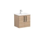 VitrA Root Flat Lavabo Dolabı, 60 cm, İki Kapaklı, Köşeli Lavabo, Doğal Meşe