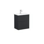 VitrA Root Groove Lavabo Dolabı, 60 cm, İki Çekmeceli, Dar, Yuvarlak Lavabo, Mat Grafit - Görsel 2