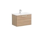 VitrA Root Flat Lavabo Dolabı, 80 cm, Bir Çekmeceli, Köşeli Lavabo, Doğal Meşe - Görsel 3