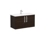 VitrA Root Flat Lavabo Dolabı, 100 cm, İki Kapaklı, Köşeli Lavabo, Ceviz - Görsel 2