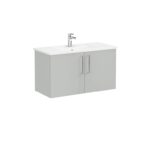VitrA Root Flat Lavabo Dolabı, 100 cm, İki Kapaklı, Köşeli Lavabo, Parlak İnci Grisi - Görsel 2