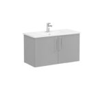 VitrA Root Flat Lavabo Dolabı, 100 cm, İki Kapaklı, Köşeli Lavabo, Mat Kaya Gri - Görsel 3