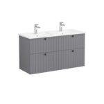 VitrA Root Groove Lavabo Dolabı, 120 cm, Dört Çekmeceli, Köşeli Lavabo, Mat Gri - Görsel 2