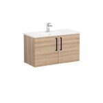 VitrA Root Flat Lavabo Dolabı, 100 cm, İki Kapaklı, Köşeli Lavabo, Doğal Meşe - Görsel 3
