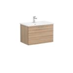 VitrA Root Flat Lavabo Dolabı, 80 cm, Bir Çekmeceli, Köşeli Lavabo, Doğal Meşe